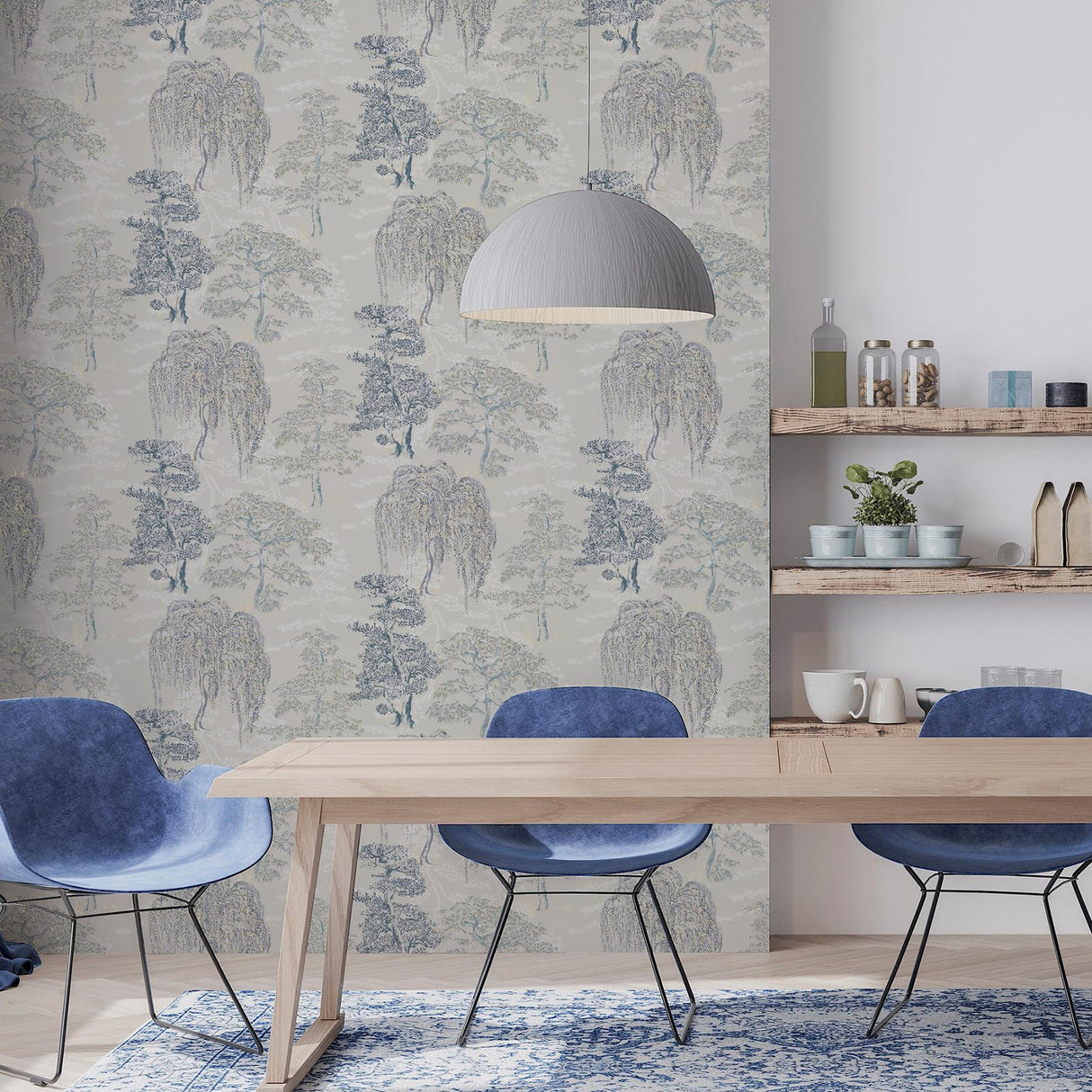 York Midori Grey Trees Wallpaper