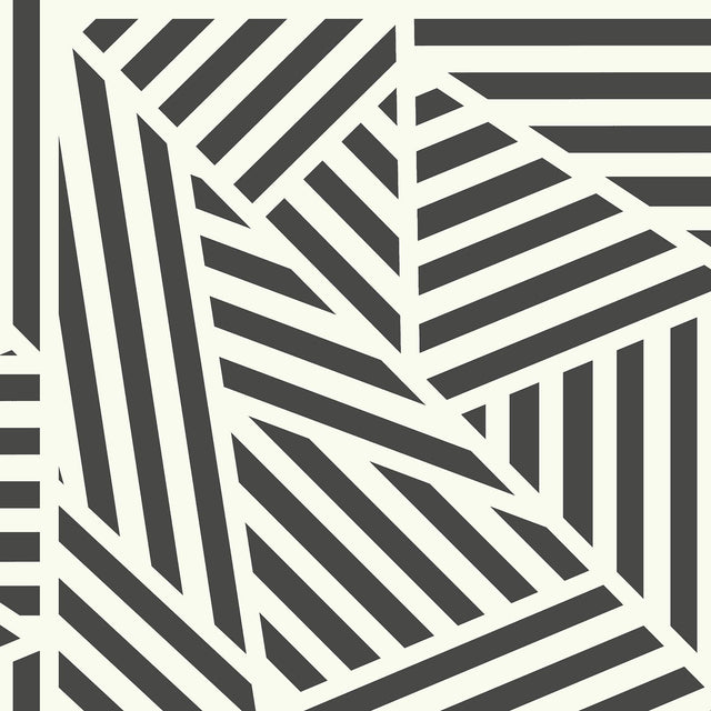York Oswald Black Striped Geometric Wallpaper