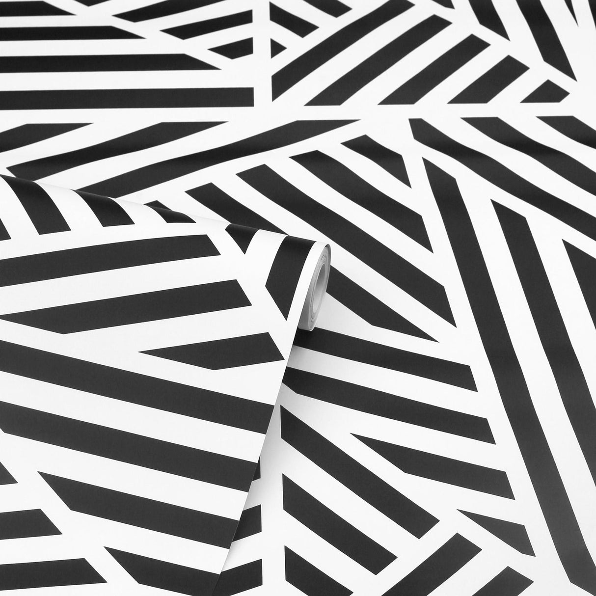 York Oswald Black Striped Geometric Wallpaper