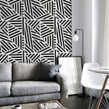 York Oswald Black Striped Geometric Wallpaper