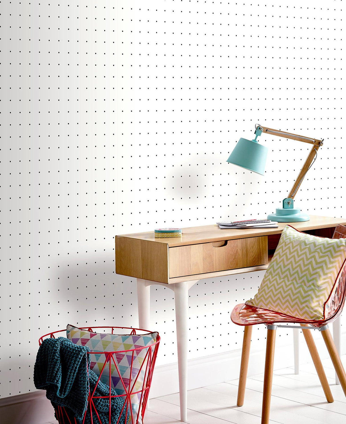 York Terrence White Dotted Grid Wallpaper