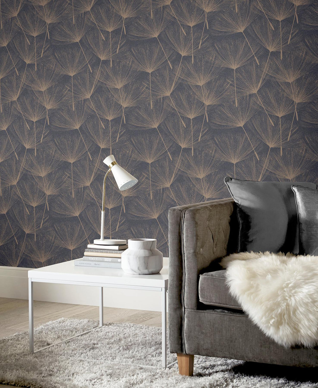 York Kazue Metallic Dandelion Wallpaper
