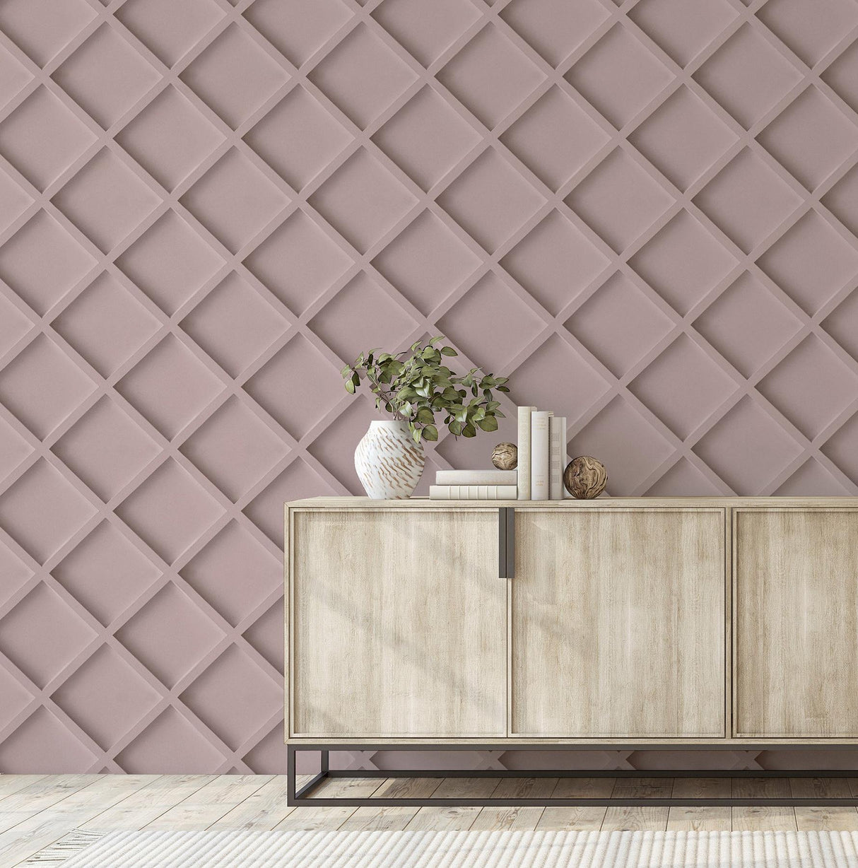 York Enid Pink Wood Wallpaper