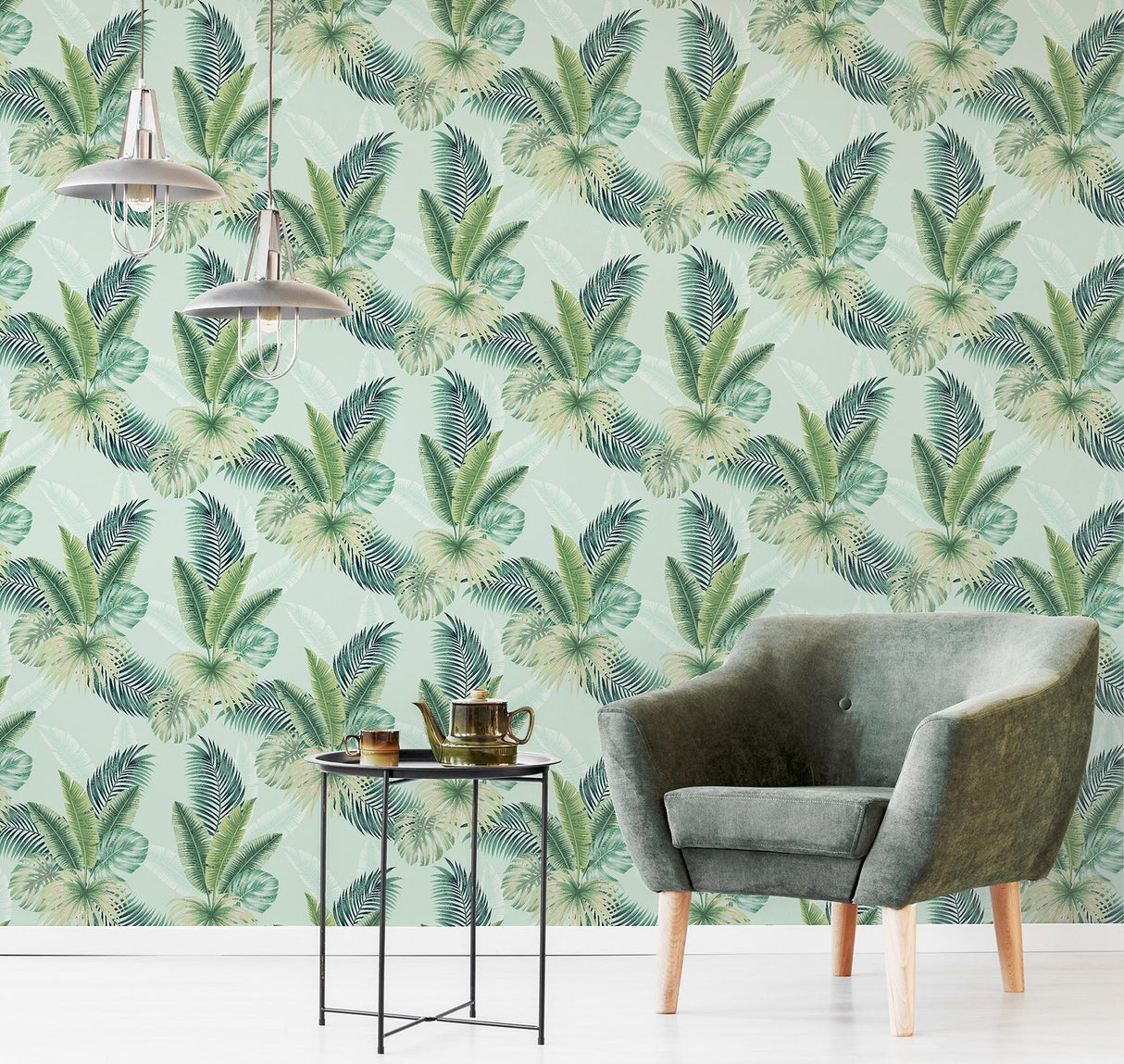 York Miami Mint Palms Wallpaper