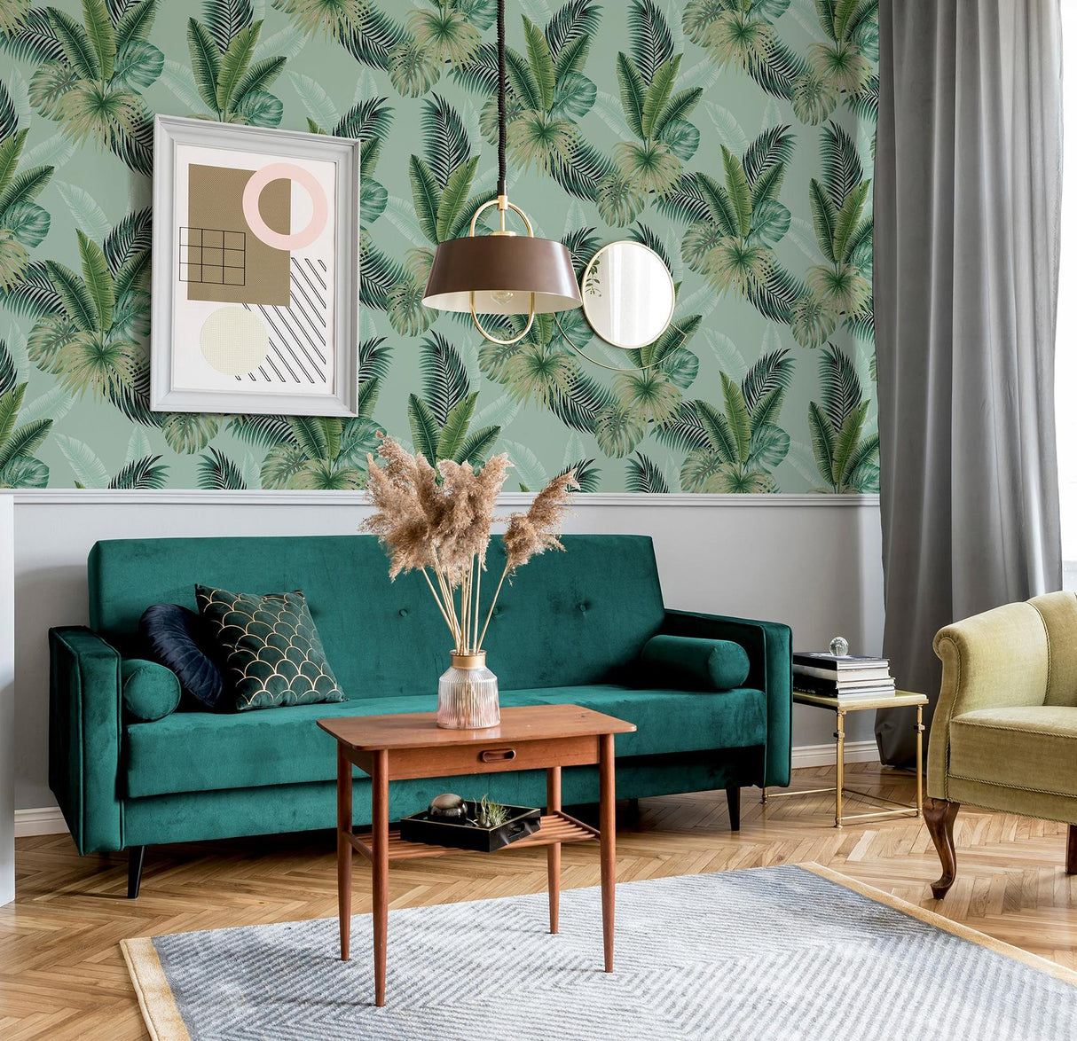York Miami Mint Palms Wallpaper