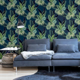 York Miami Navy Palms Wallpaper