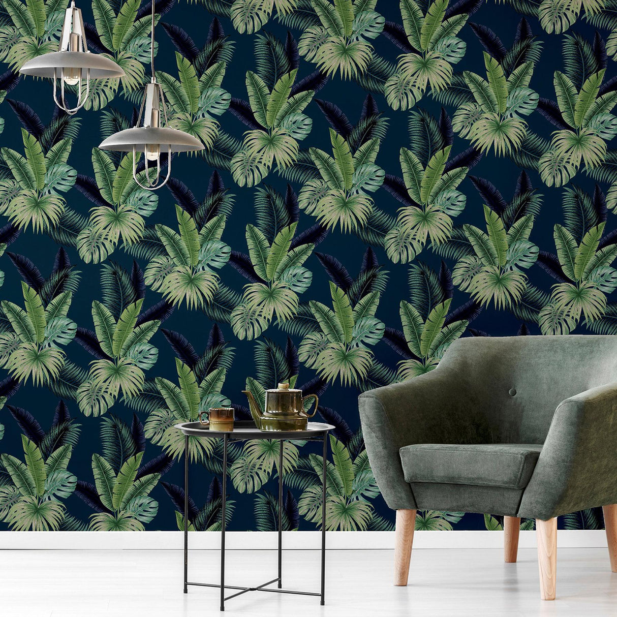 York Miami Navy Palms Wallpaper