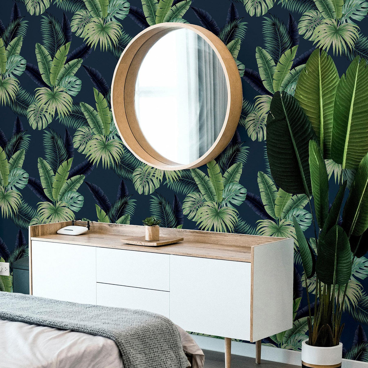 York Miami Navy Palms Wallpaper