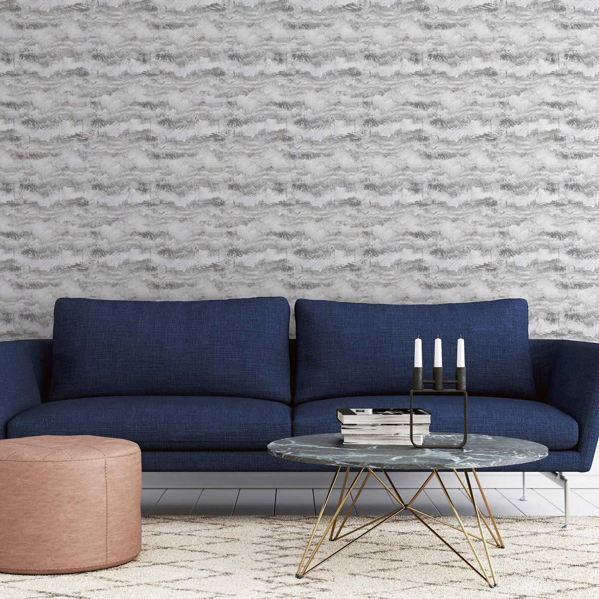 York Irene Grey Painted Canvas Wallpaper