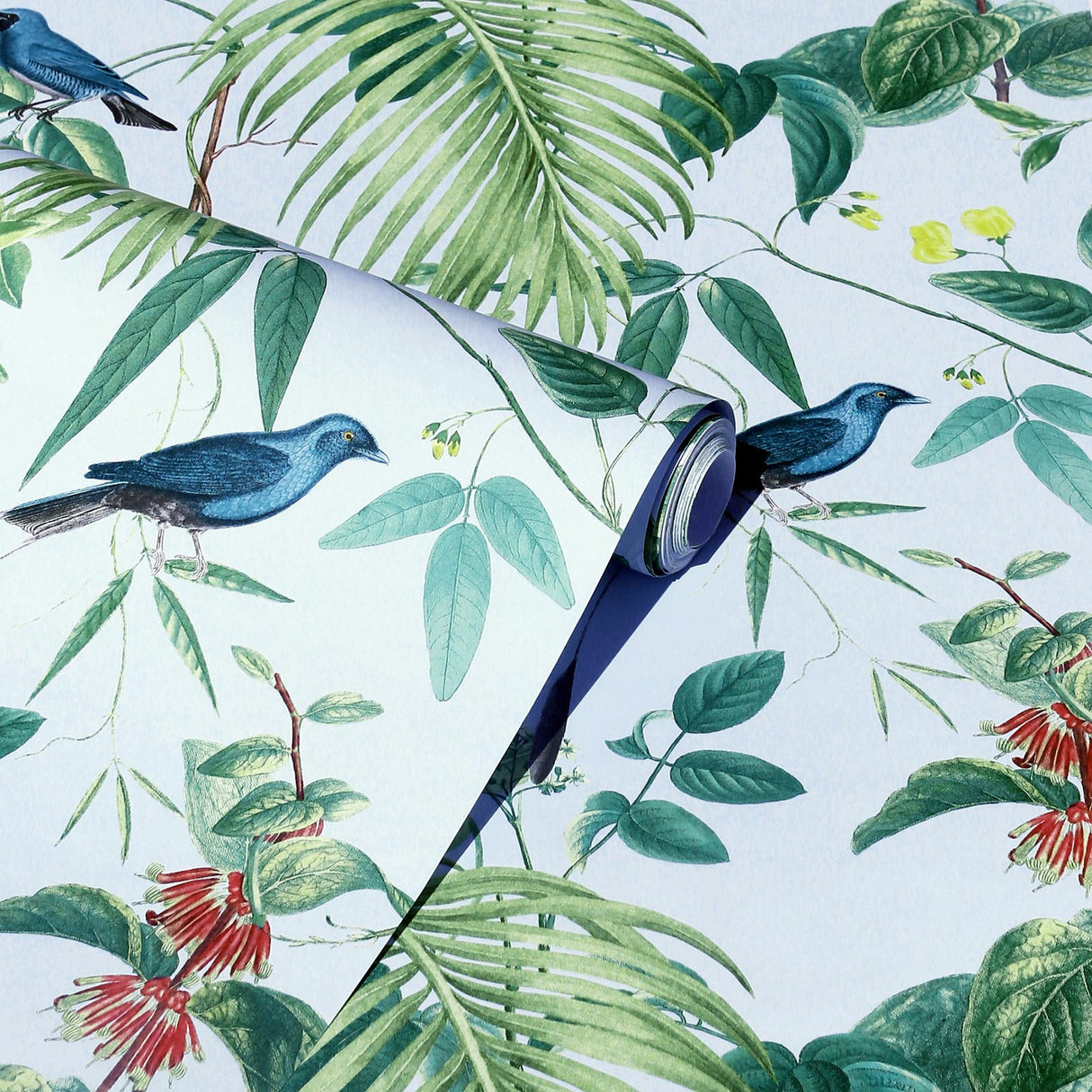 York Nanette Light Blue Tropical Garden Wallpaper