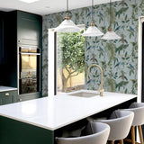 York Nanette Light Blue Tropical Garden Wallpaper