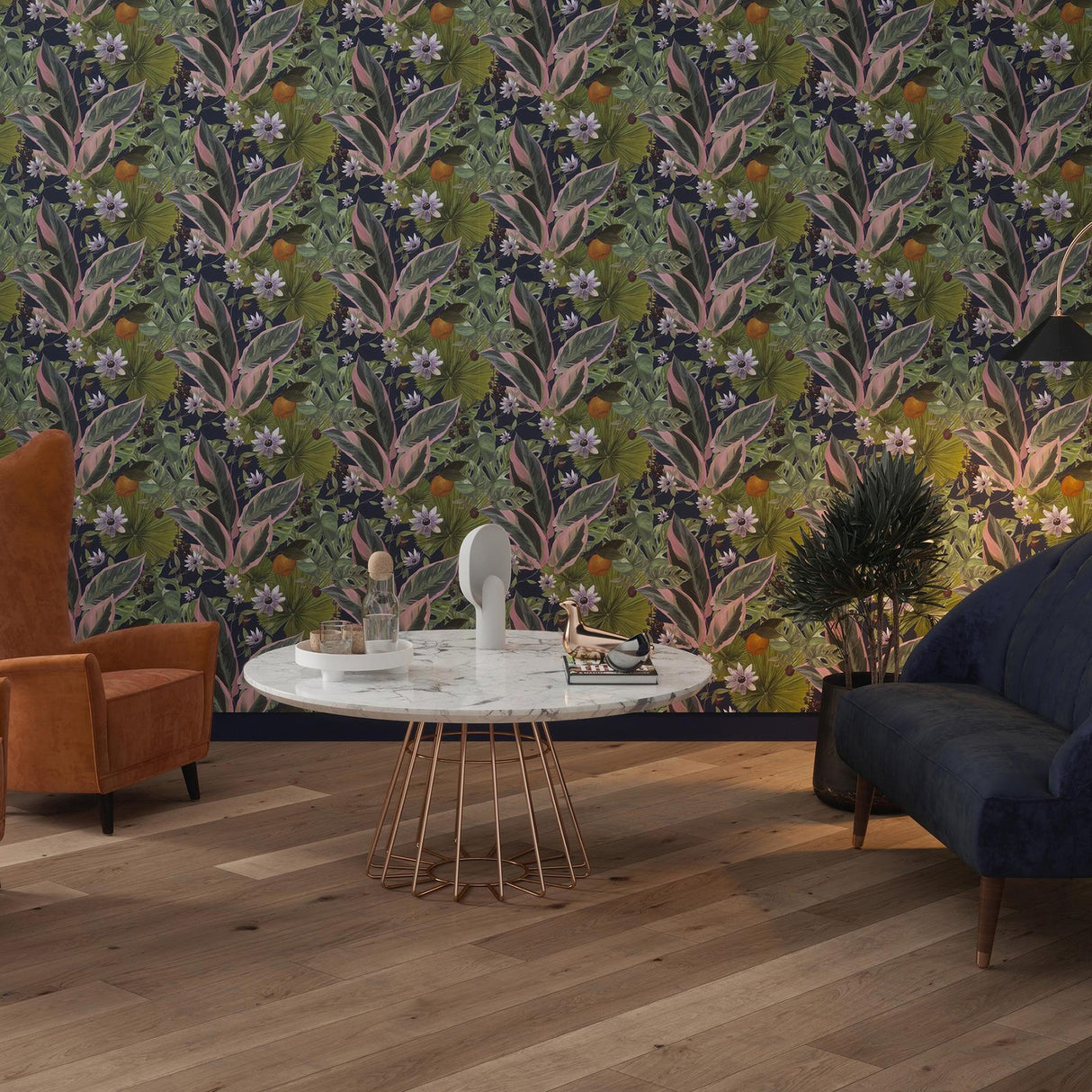 York Etta Navy Tropical Wallpaper
