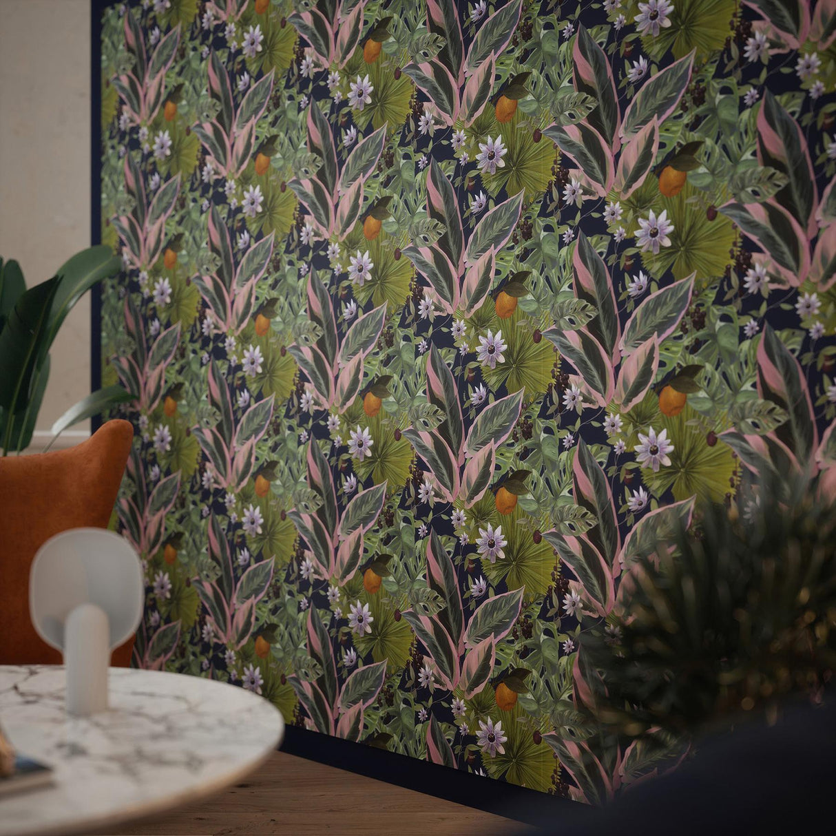 York Etta Navy Tropical Wallpaper