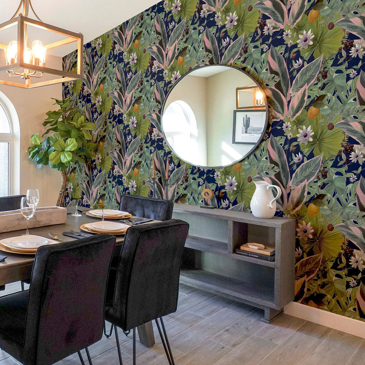 York Etta Navy Tropical Wallpaper
