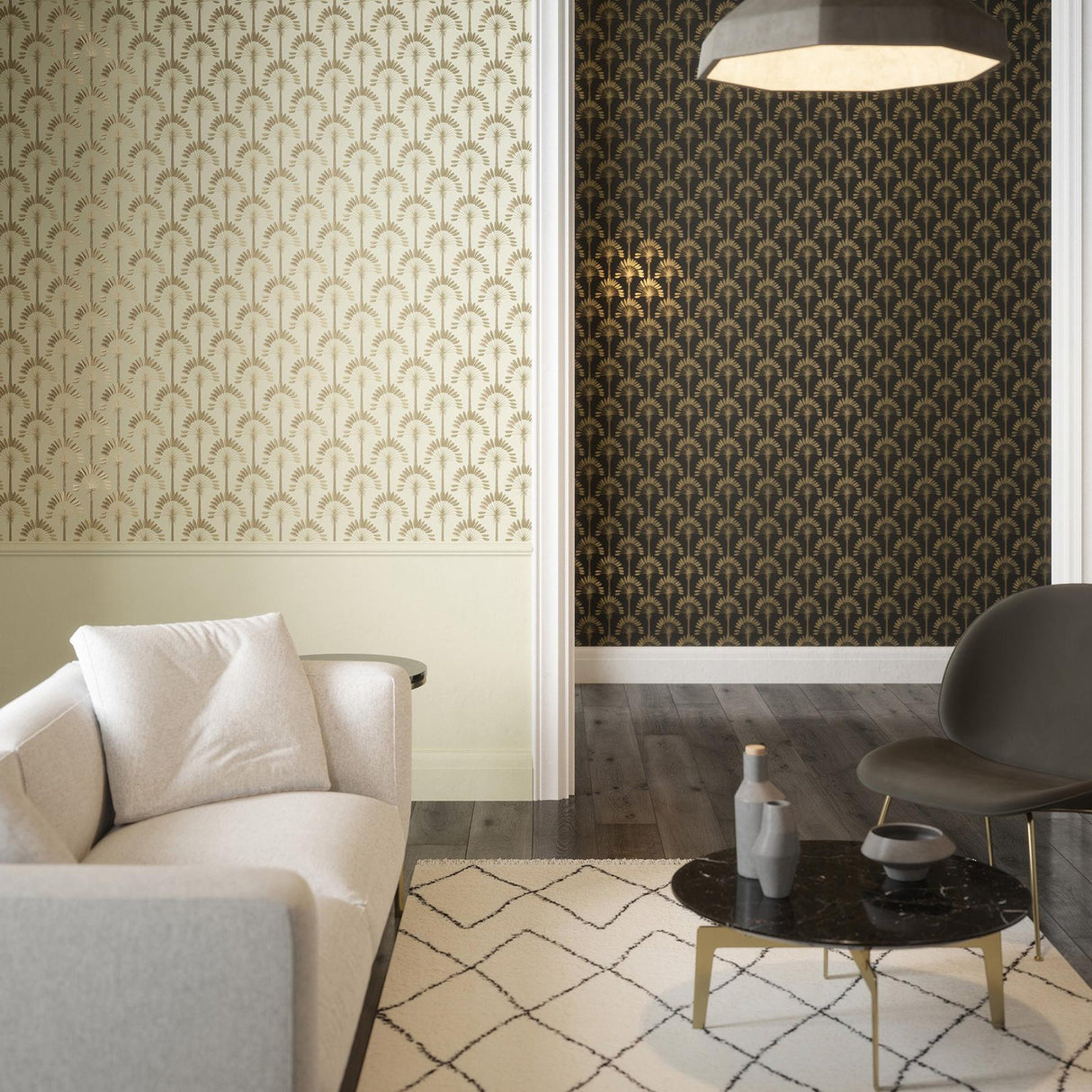 York Sylvia Gold Palm Palace Wallpaper
