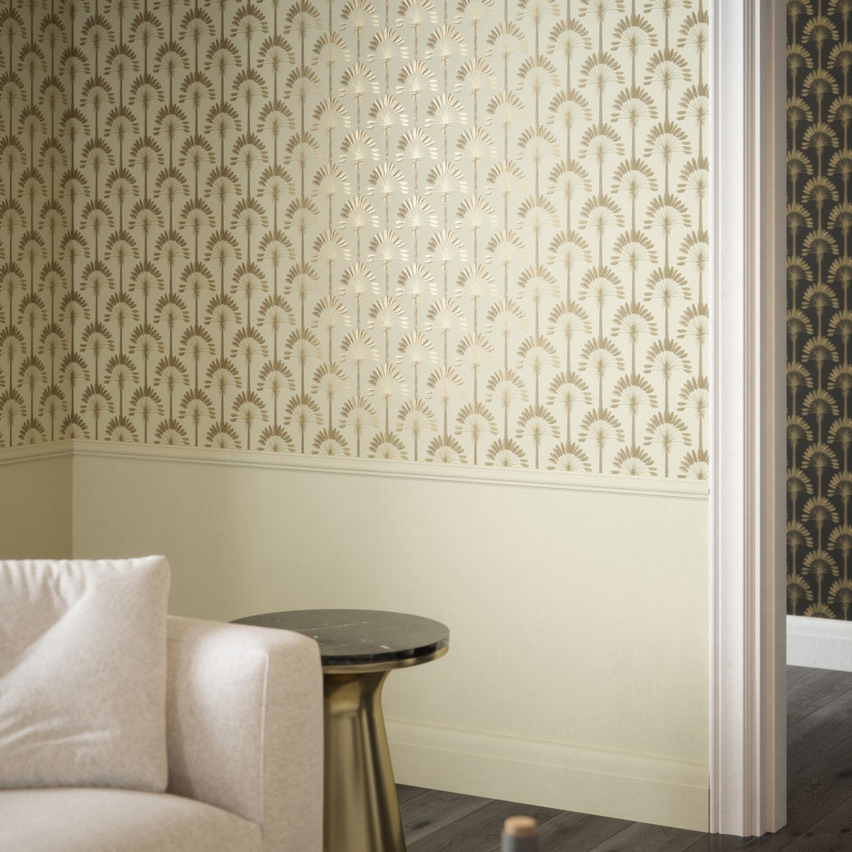 York Sylvia Gold Palm Palace Wallpaper