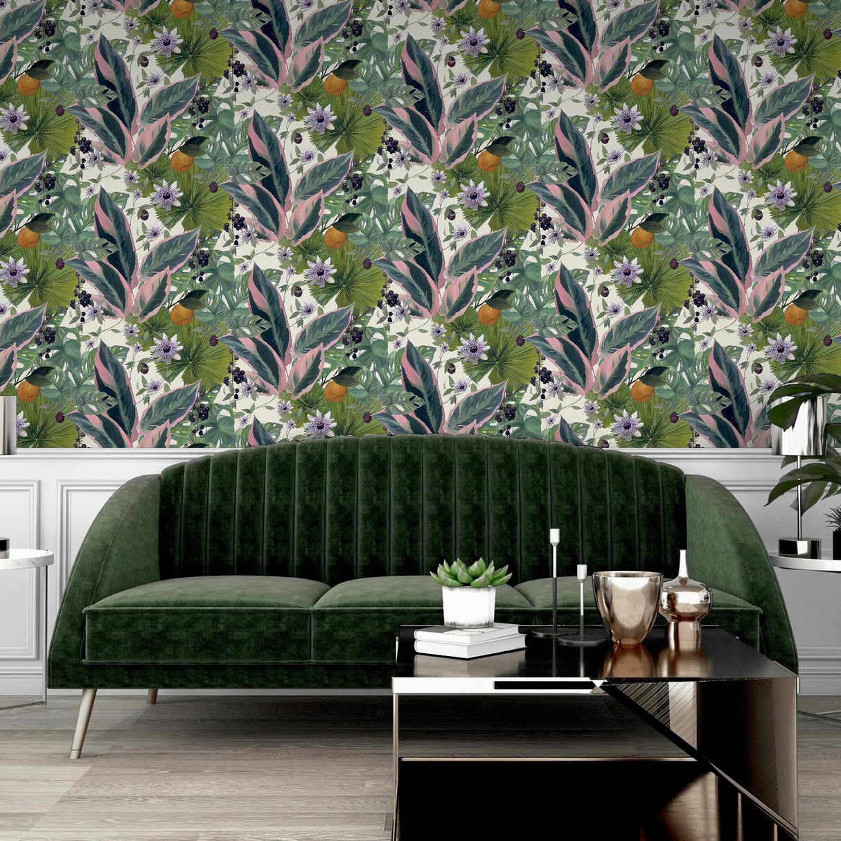 York Etta White Tropical Wallpaper
