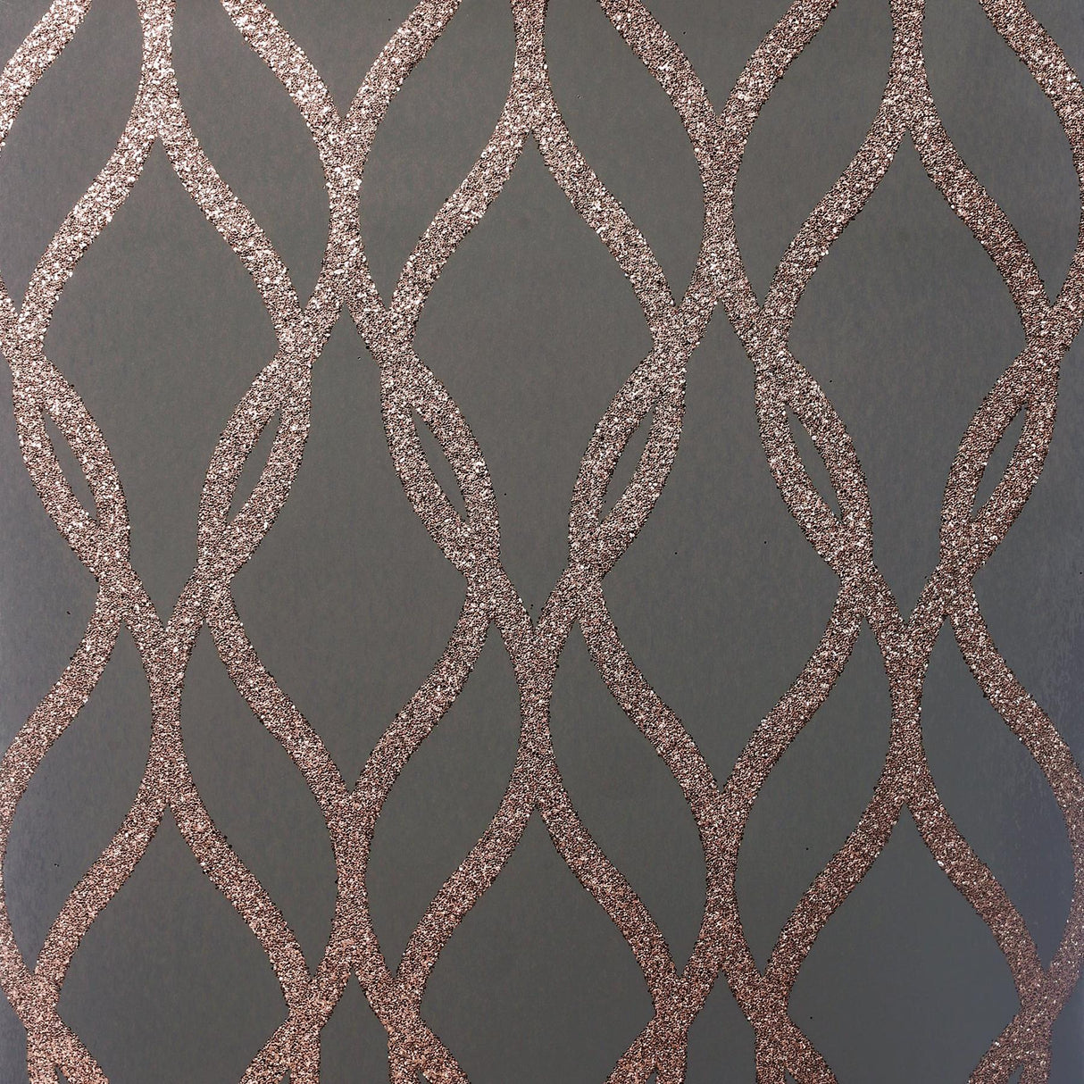 York Ava Rose Gold Glittering Ogee Wallpaper
