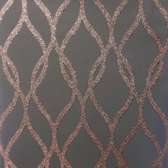 York Ava Rose Gold Glittering Ogee Wallpaper