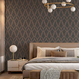 York Ava Rose Gold Glittering Ogee Wallpaper