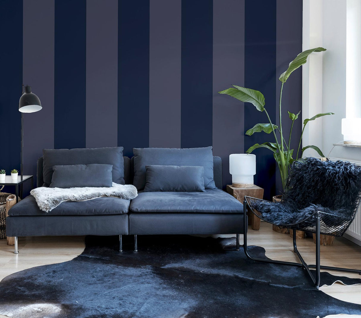 York Roland Navy Stripe Wallpaper