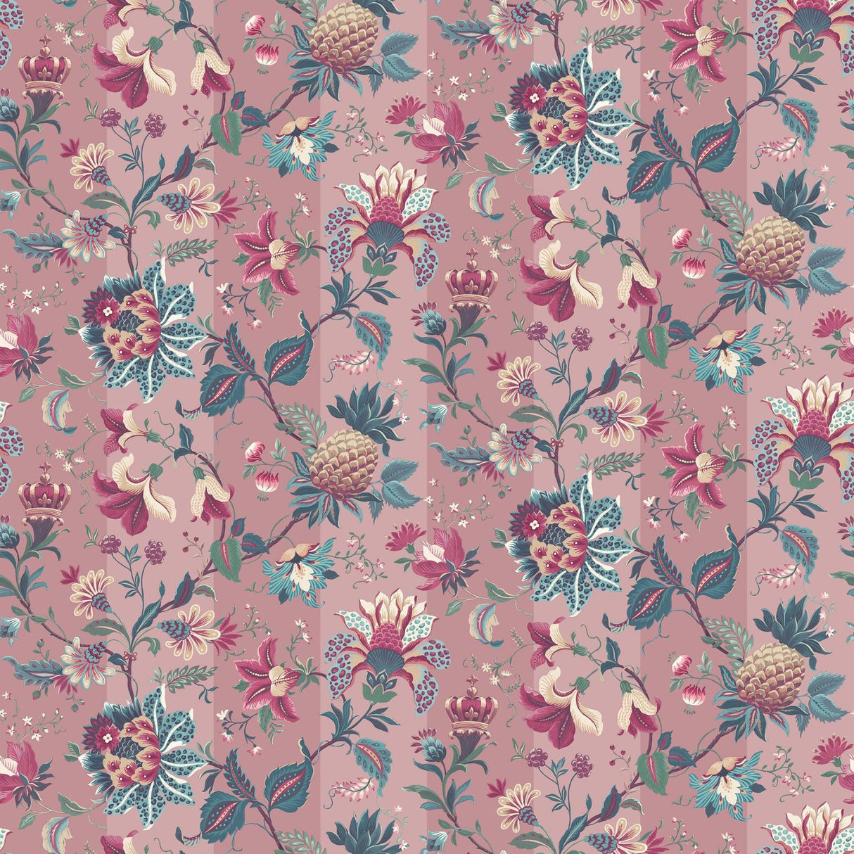 York Cornelia Pink Floral Stripe Wallpaper