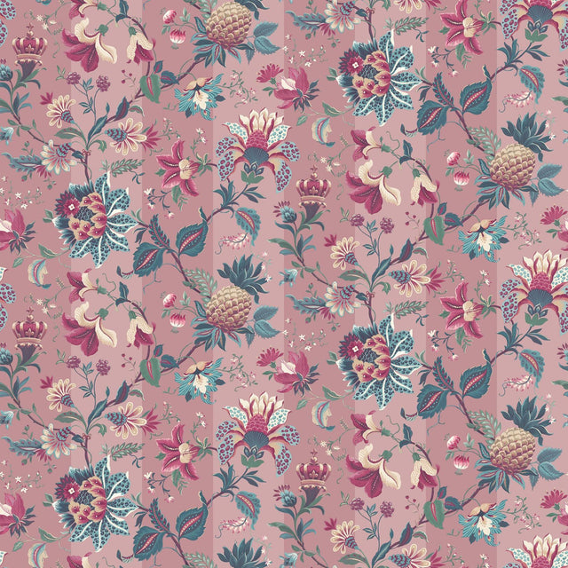 York Cornelia Pink Floral Stripe Wallpaper