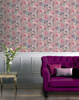 York Cornelia Pink Floral Stripe Wallpaper