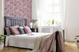 York Cornelia Pink Floral Stripe Wallpaper