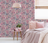 York Cornelia Pink Floral Stripe Wallpaper