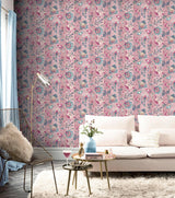 York Cornelia Pink Floral Stripe Wallpaper
