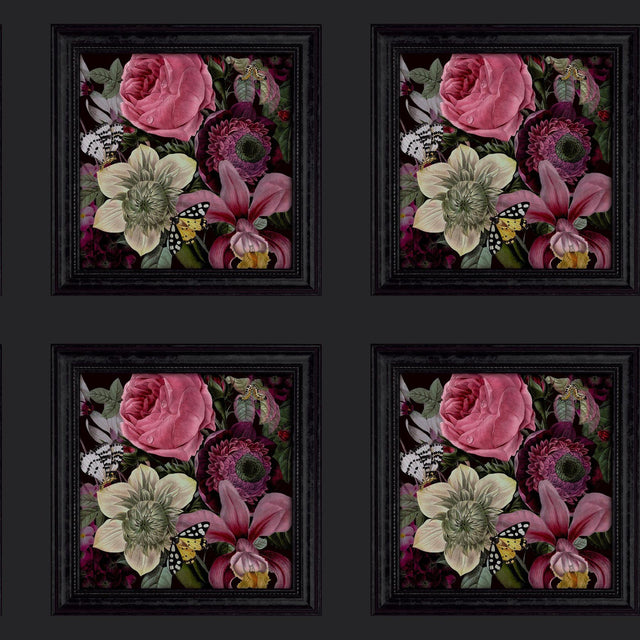York Lucinda Black Floral Panel Wallpaper