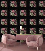 York Lucinda Black Floral Panel Wallpaper