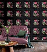 York Lucinda Black Floral Panel Wallpaper