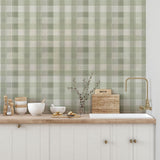 York Rita Green Country Check Wallpaper