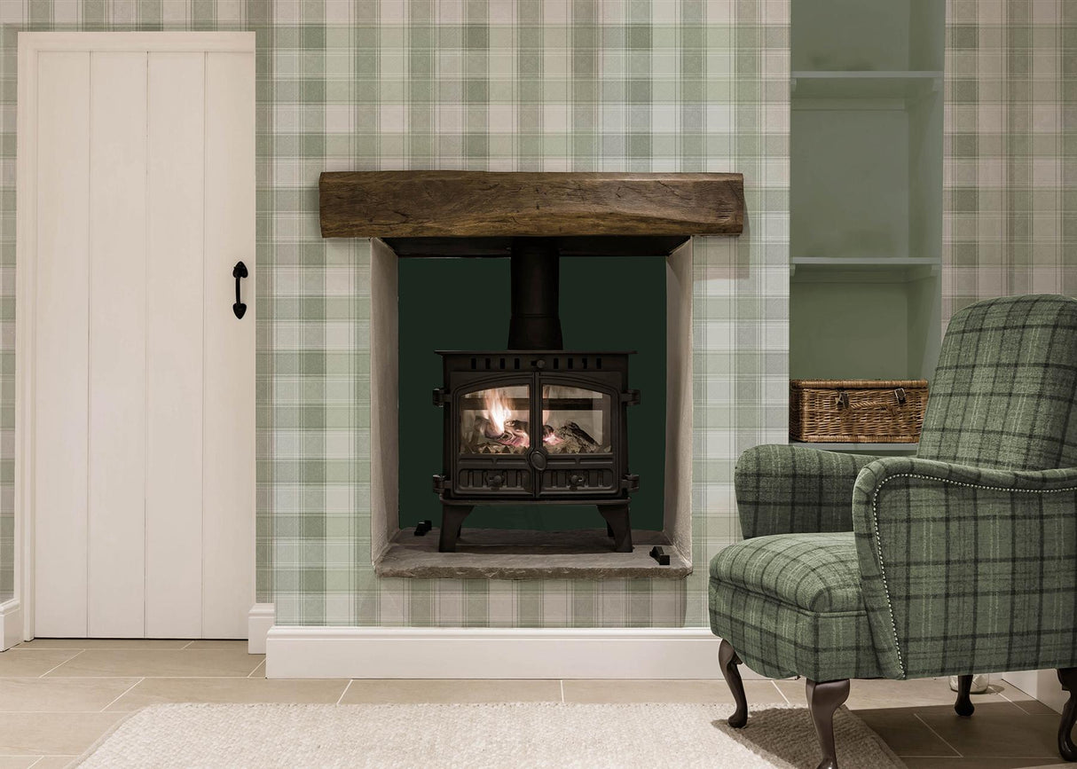 York Rita Green Country Check Wallpaper