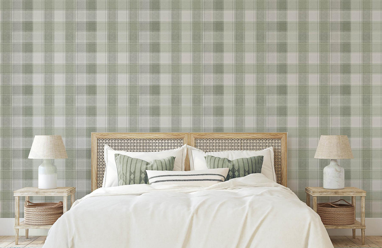York Rita Green Country Check Wallpaper