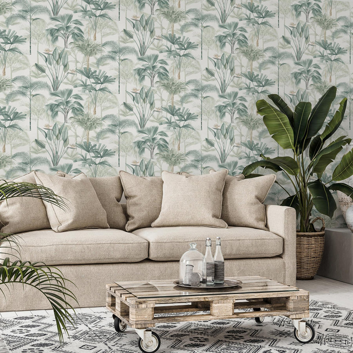 York Freda Green Palm Trees Wallpaper