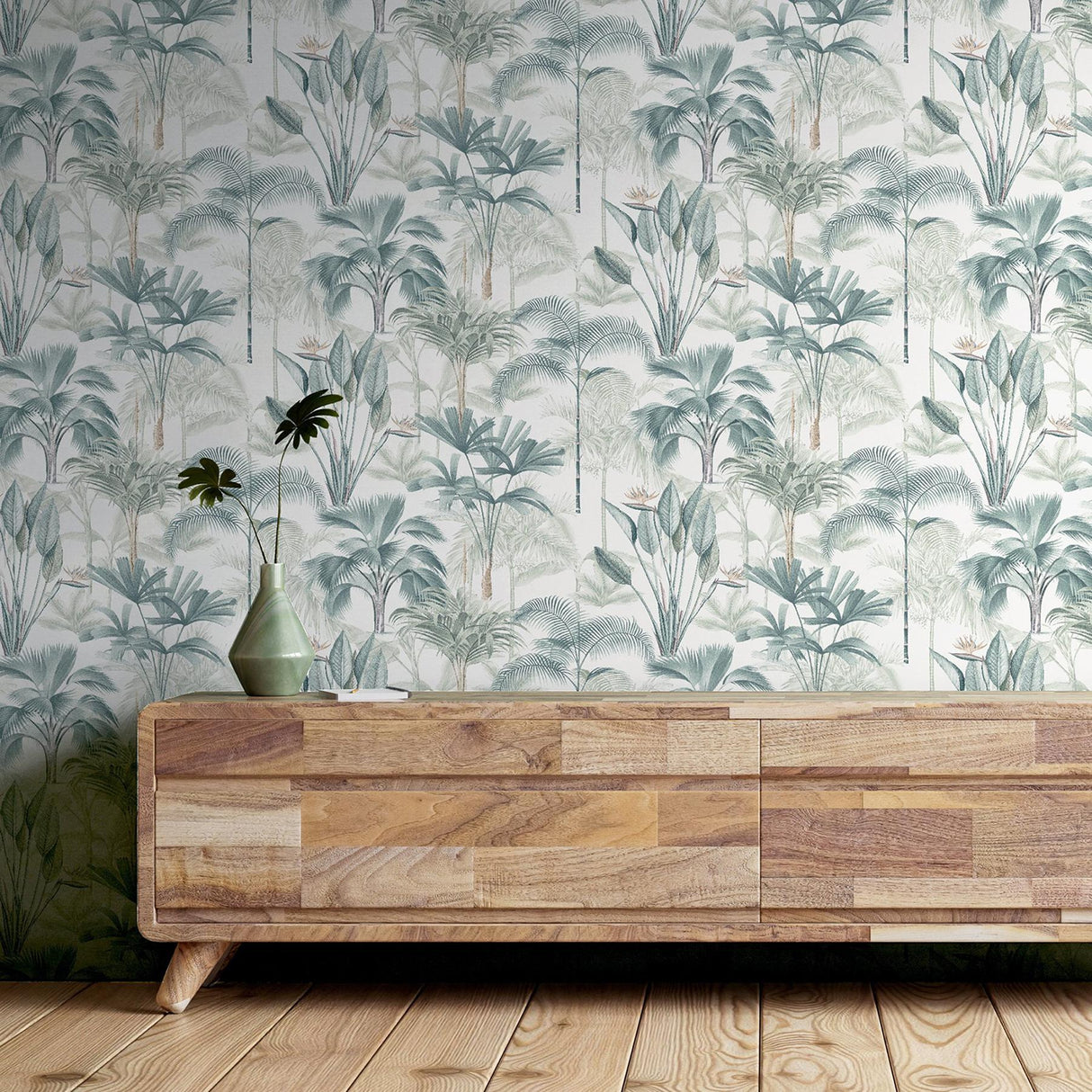 York Freda Green Palm Trees Wallpaper