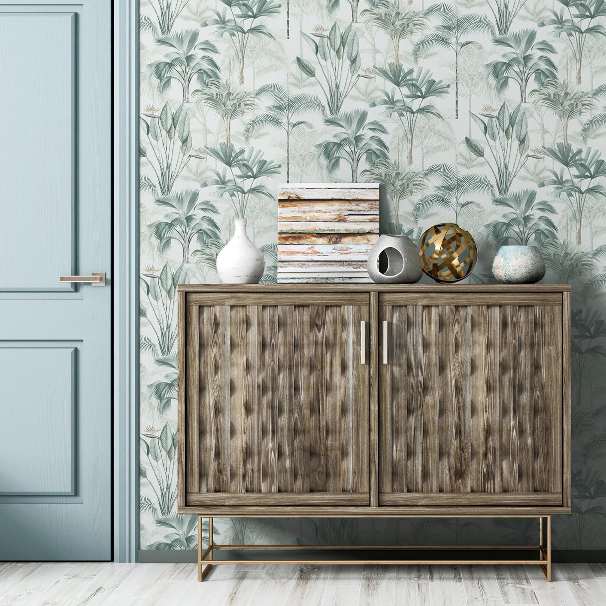 York Freda Green Palm Trees Wallpaper