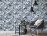 York Merrick Navy Marble Wallpaper