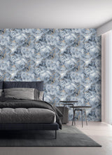 York Merrick Navy Marble Wallpaper