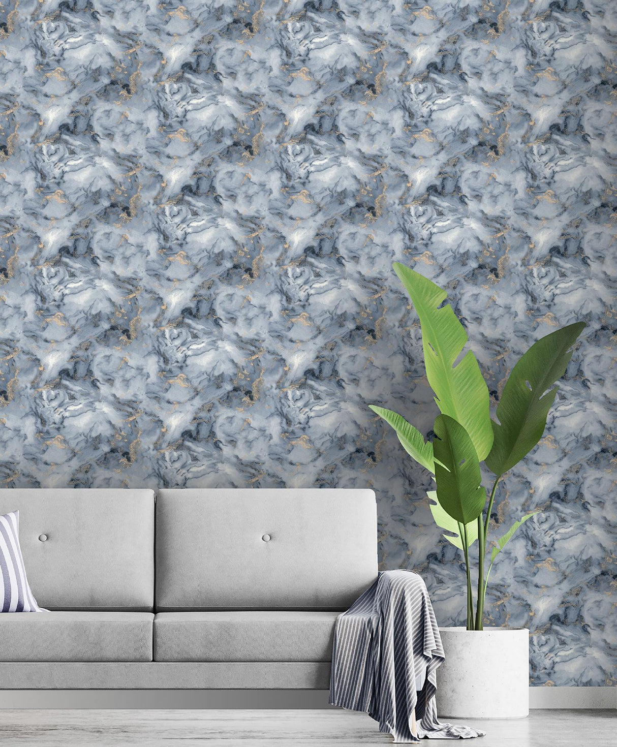 York Merrick Navy Marble Wallpaper