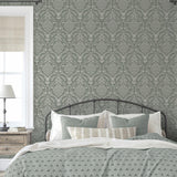 York Wickham Green Stag Damask Wallpaper