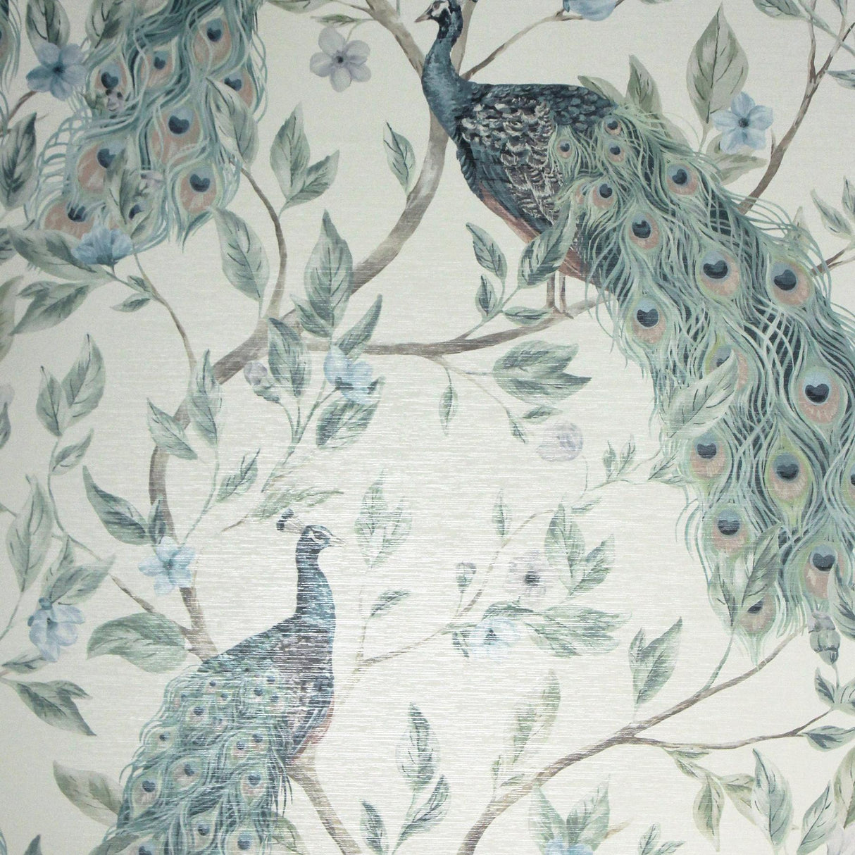 York Keeka Blue Peacocks Wallpaper