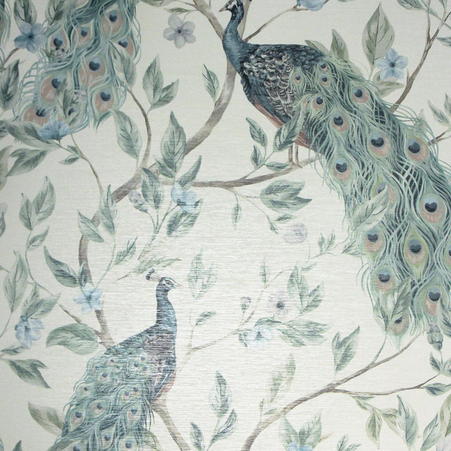 York Keeka Blue Peacocks Wallpaper