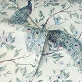 York Keeka Blue Peacocks Wallpaper