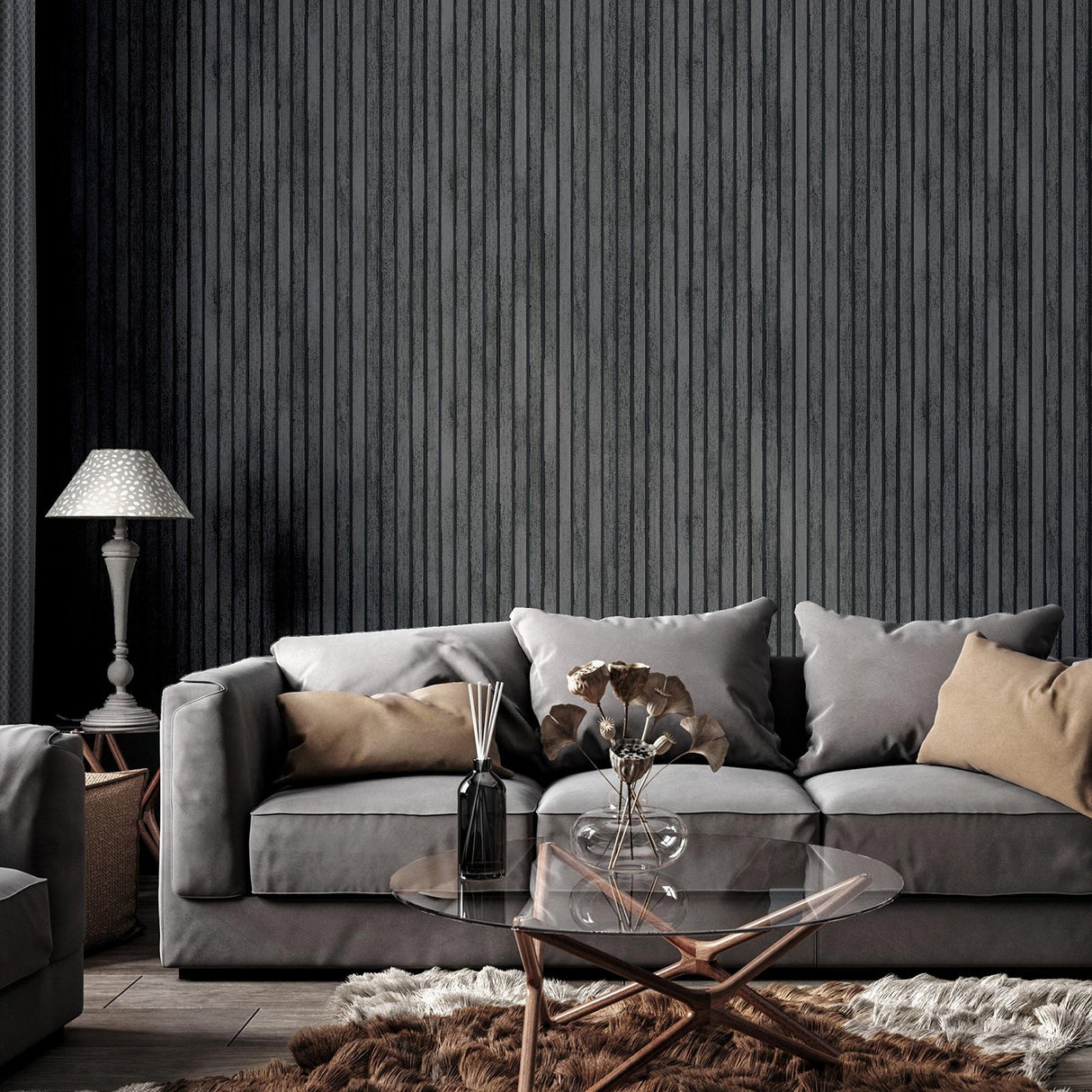 York Herman Charcoal Wood Wallpaper