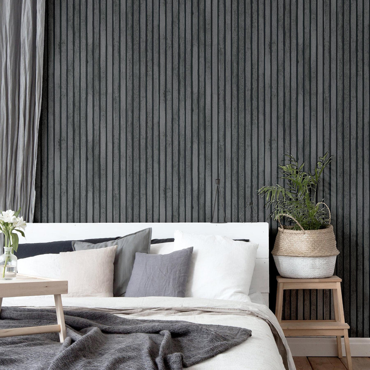York Herman Charcoal Wood Wallpaper