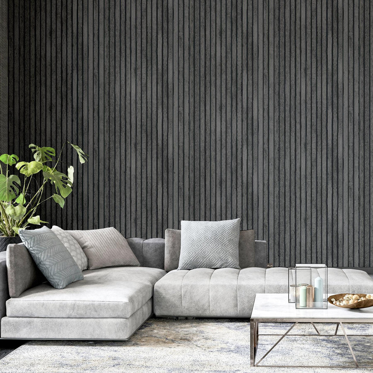 York Herman Charcoal Wood Wallpaper